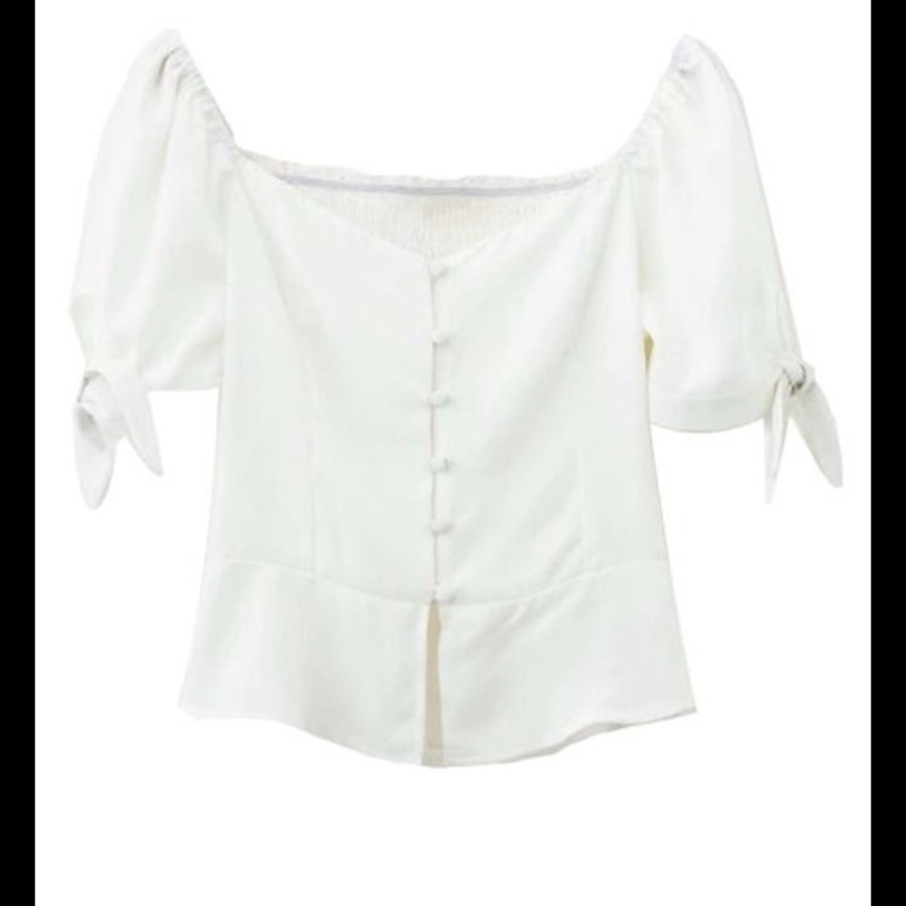 Goodnight macaroon white Ramona button front top